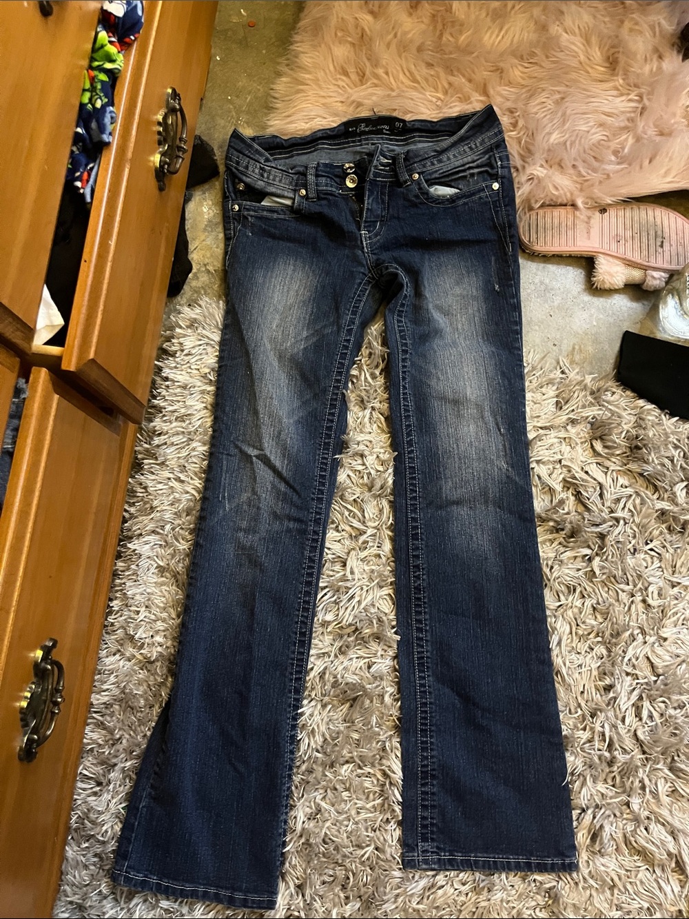 Women's Dark Blue Flare Jeans - Unbranded